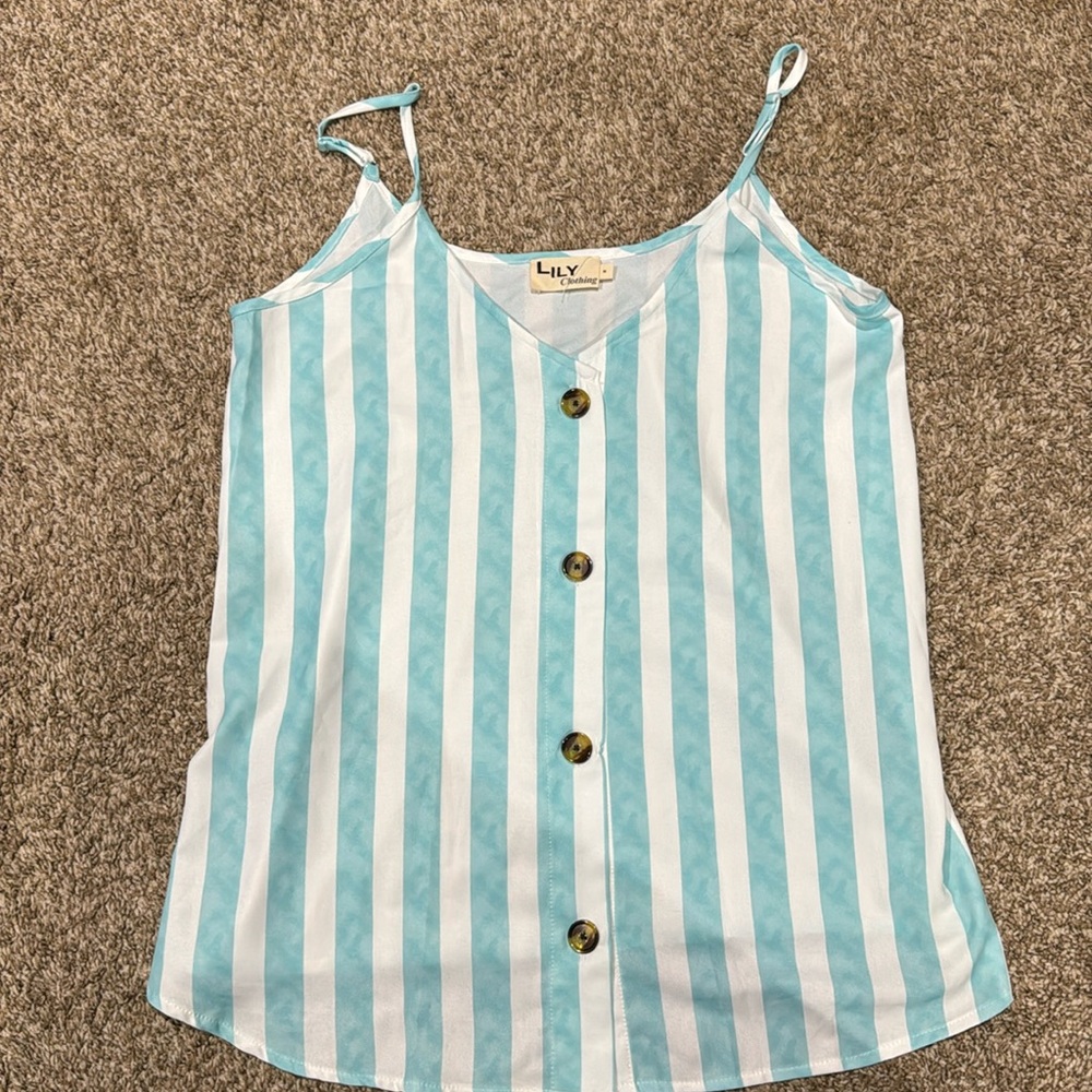 Blue and white tank top size medium